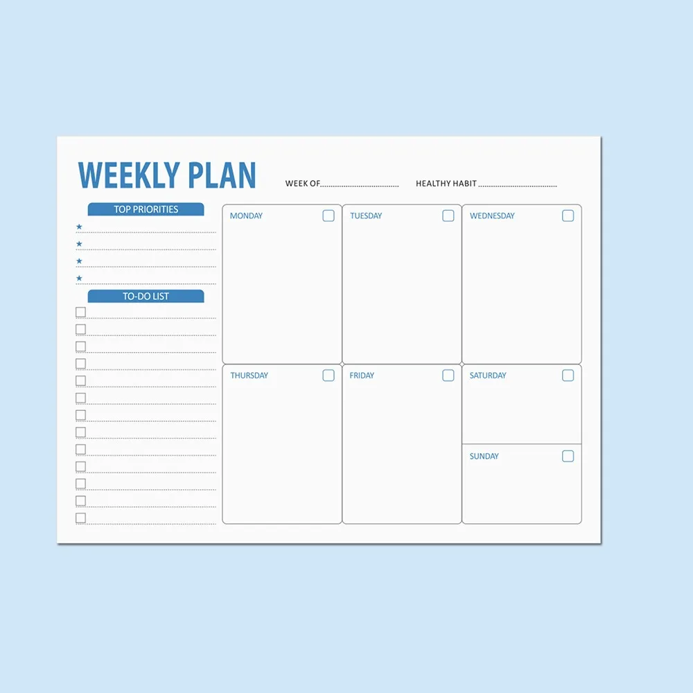 

Wide To Do Planner Weekly Planning Notepad Schedules Stationery Weekly Meal Planner Pad Undated A5 Notebook Planner