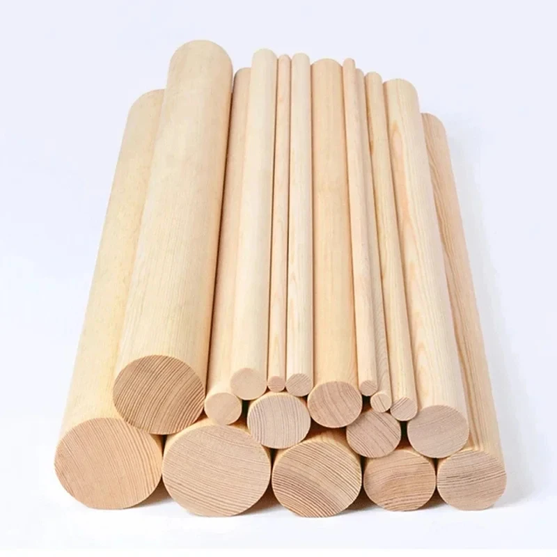 2-10PCS 3-50mm Diameter Round Wooden Sticks, 300mm Long Solid Wood Rods Handmade Woodworking
