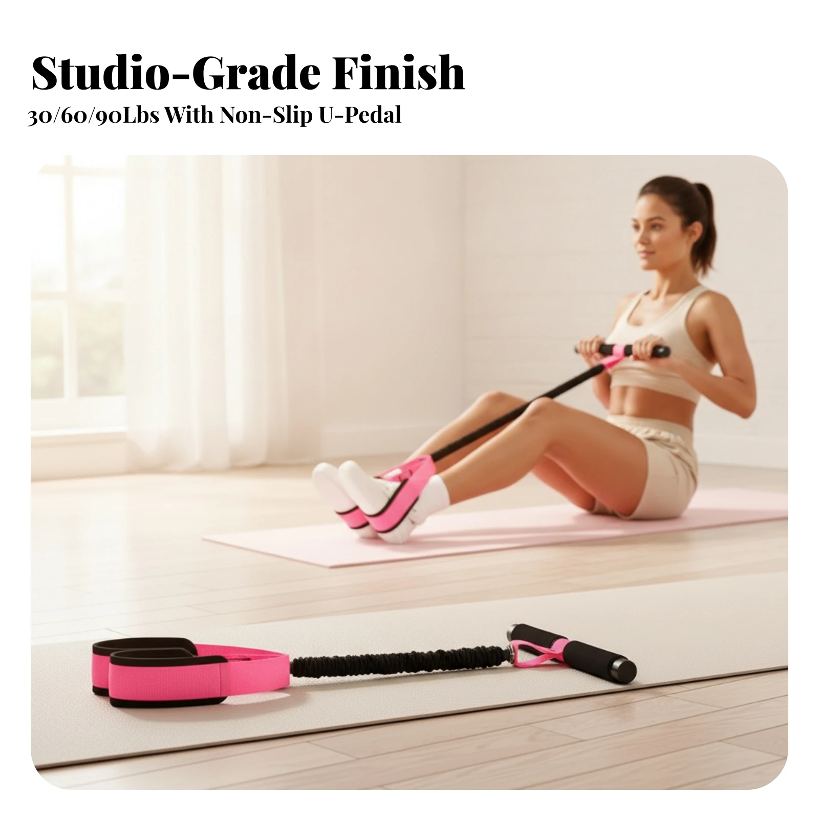 Pedal Resistance Band Low-Impact Pedal Pull Rope Elastic Exercise Band with Handle Full-Body Tension Rope Multifunction