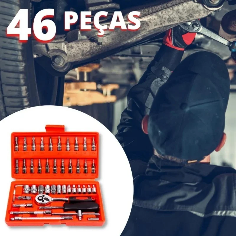 46pcs Ratchet Wrench Set Kit Sleeve for Car Motorcycle Bicycle Repair Tools Combination Repair Wrench Socket Spanner Screwdriver