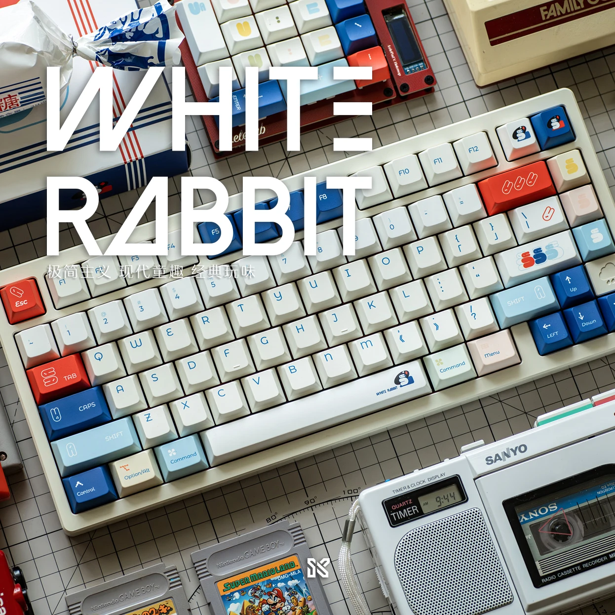 

White Rabbit Creamy Candy Theme Keycaps Set PBT Cherry Profile Custom Original Handmade Keycaps for Mechanical Keyboard Gift DIY