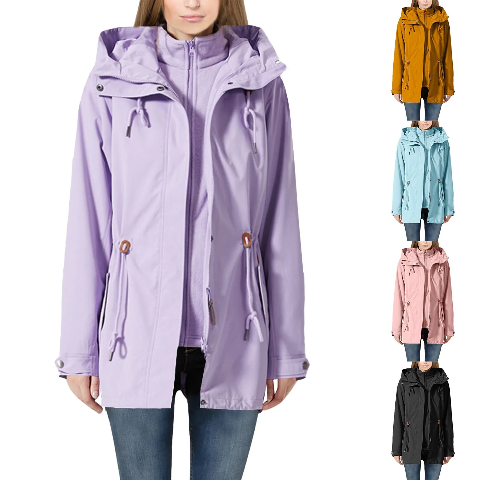 Waterproof Rain Jacket Women Raincoat 2024 Outdoor Hiking Jacket Coat Women Hooded Jacket Femme Windbreaker Coat куртка женская