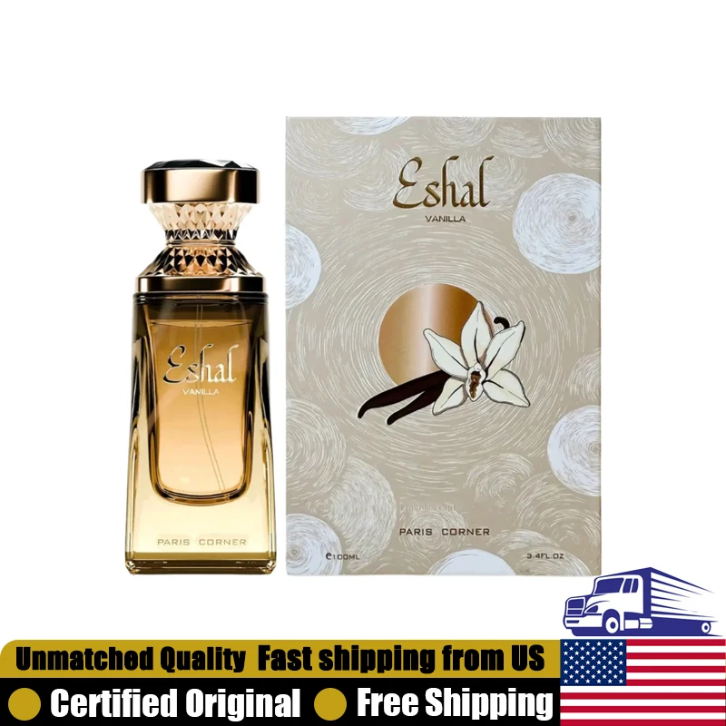 

Paris Corner Eshal Vanilla Eau de Parfum 3.4 Oz Premium Arabian Perfumes Lasting Oriental Vanilla Pheromones Perfume for Women