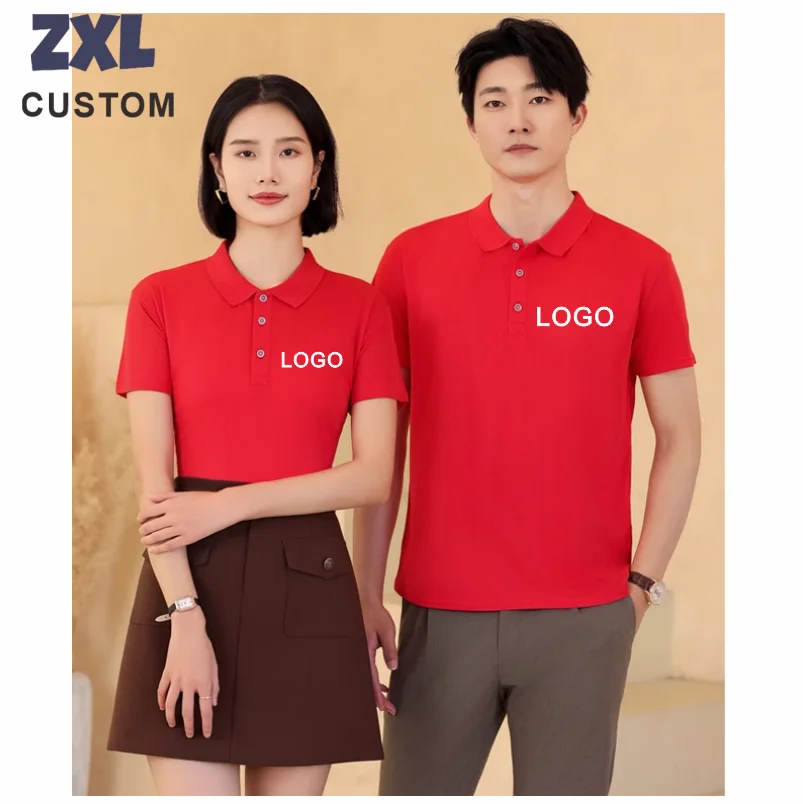 Custom Logo Polo Shirt Summer Casual Breathable Short Sleeve Polo Shirts Business Work Clothing Design Print Embroidery