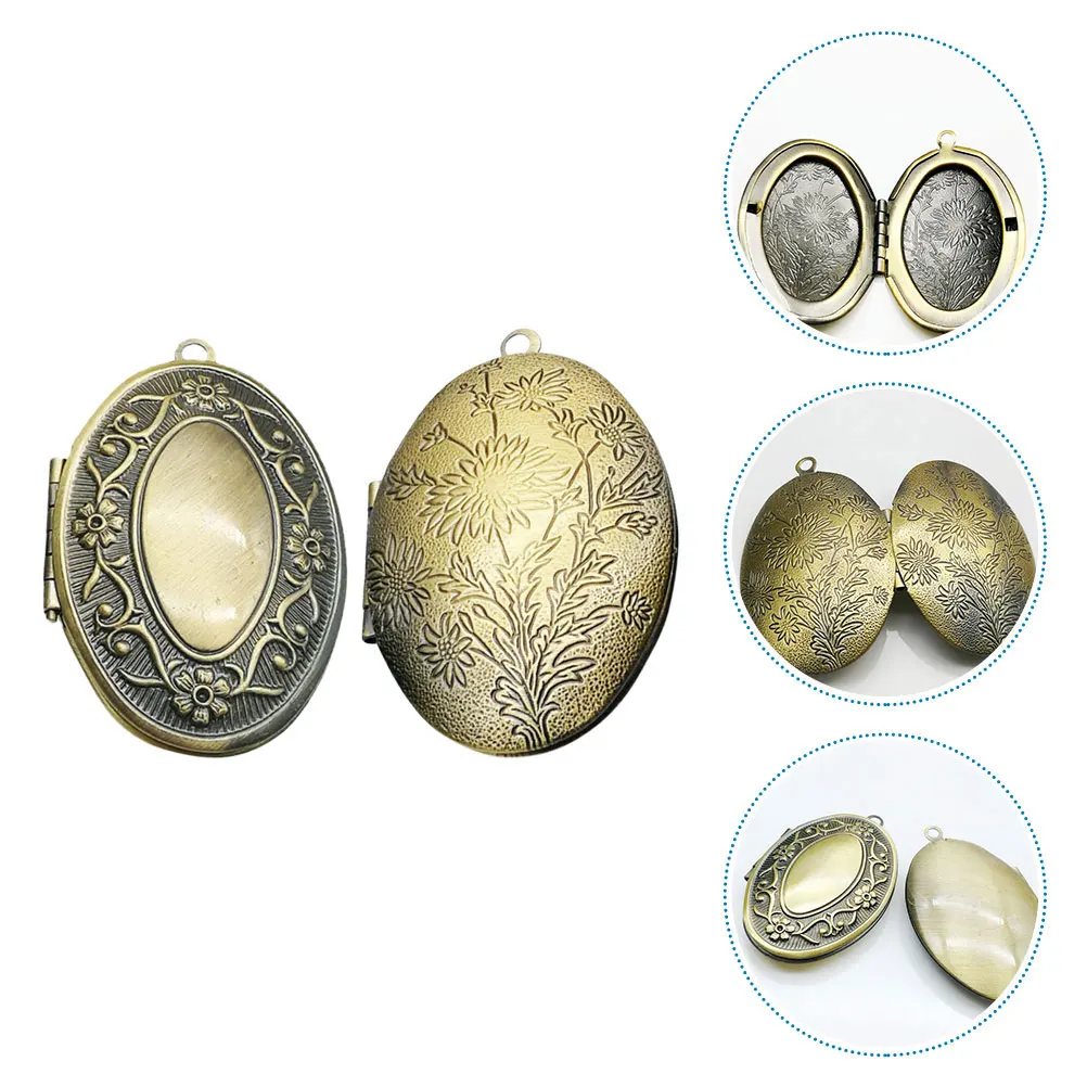 

4 pcs Oval Metal Memorial Photo Pendants Small Pendant Bezel Charm Diy Jewelry Wedding Anniversary Craft