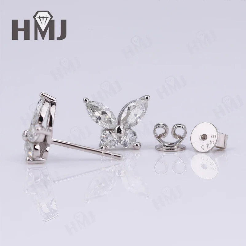 Schmetterlingsohrringe Moissanit D-Farbe VVS1-Reinheit 925 Sterling Silber Nicht Verblassend Piercing Jubiläumsgeschenk Vintage Großhandel – Detail 7