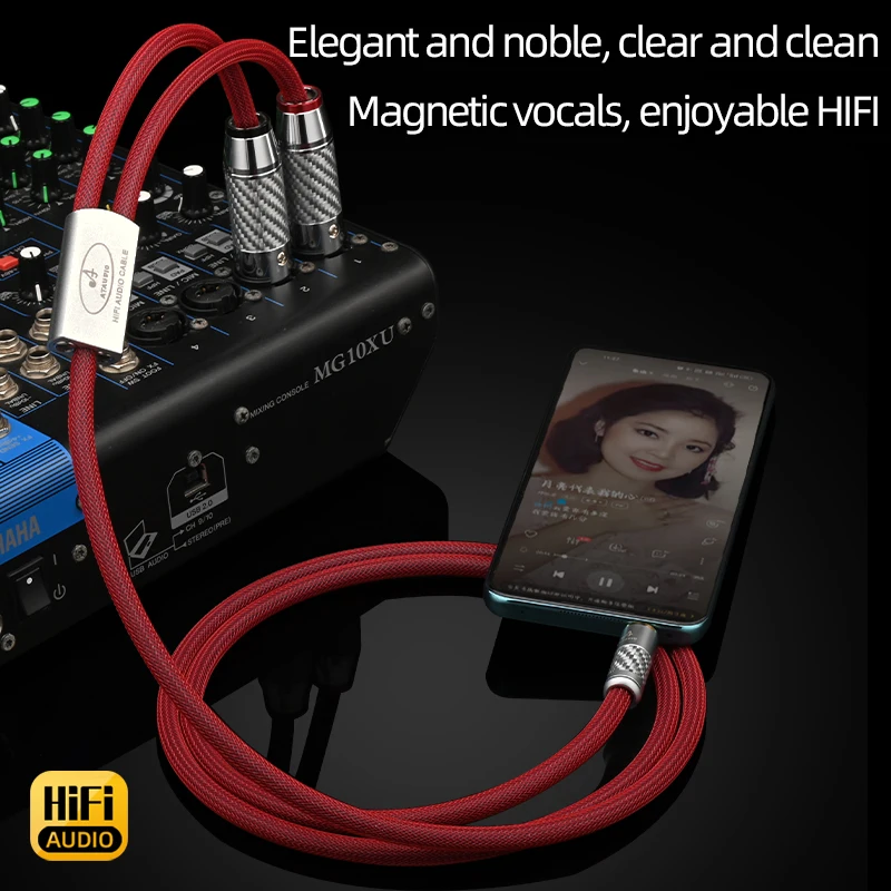 ATAUDIO-Cable de Audio HiFi de 3,5mm a 2XLR para mezclador de teléfono, núcleo de plata pura 6N, estéreo, conector de 3,5mm a 2XLR macho/hembra, Cable amplificador