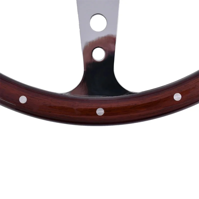 High Quality Riveted Light Wooden Grip Racing Steering Wheel With Horn Button Interior Accessory