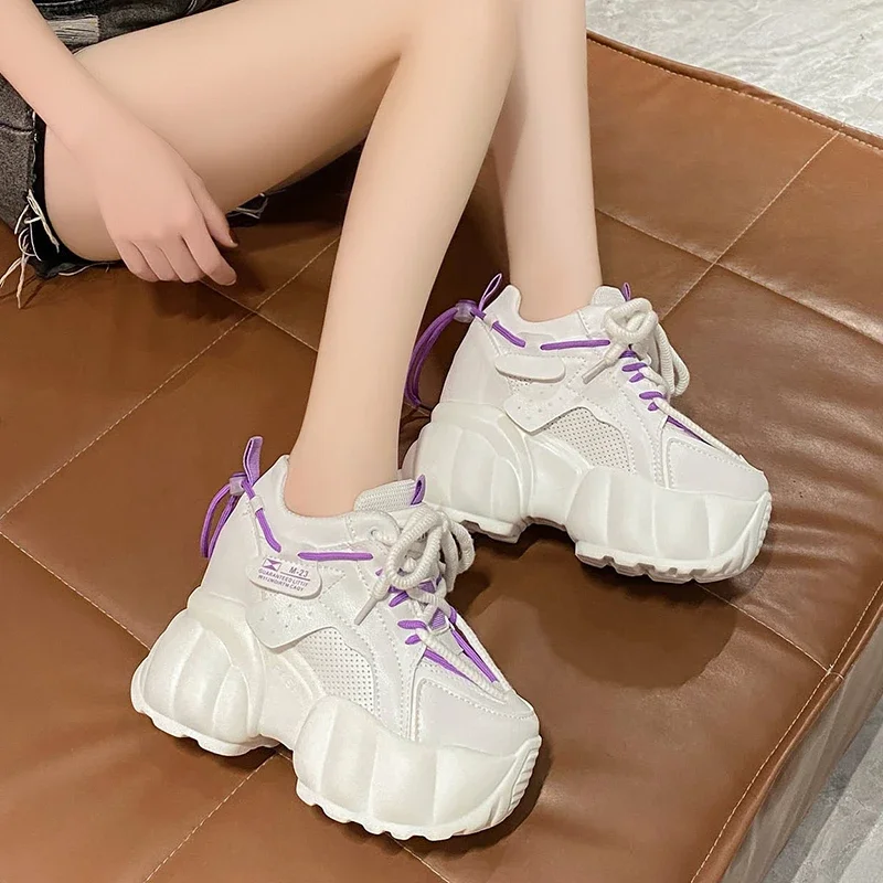 Cuculus High Flat Platform 10cm Height Increasing Casual Shoes Woman Spring New Hidden Wedge Sneakers Female Vulcanize Shoes