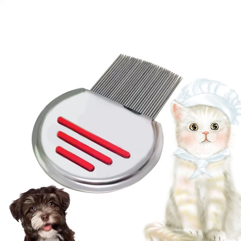 Peine de acero para pulgas y piojos de mascotas, cepillos de acero para perros, accesorio para eliminar pulgas, recortador de pelo de mascotas, herramientas de aseo para perros y gatos, 1 unidad