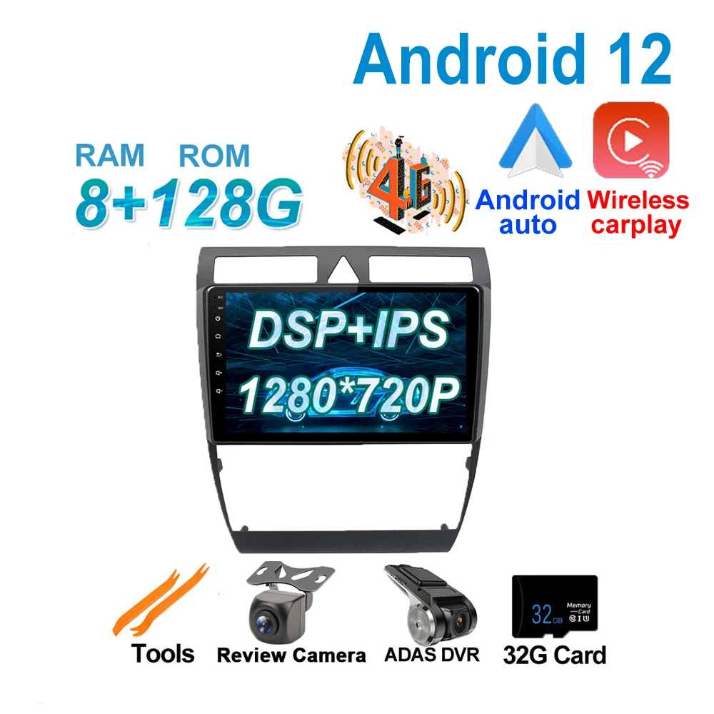 

For Audi A6 S6 RS6 1997-2004 Video Navigation Multimedia GPS Bluetooth 4G WIFI Android 12.0 DSP Car Player