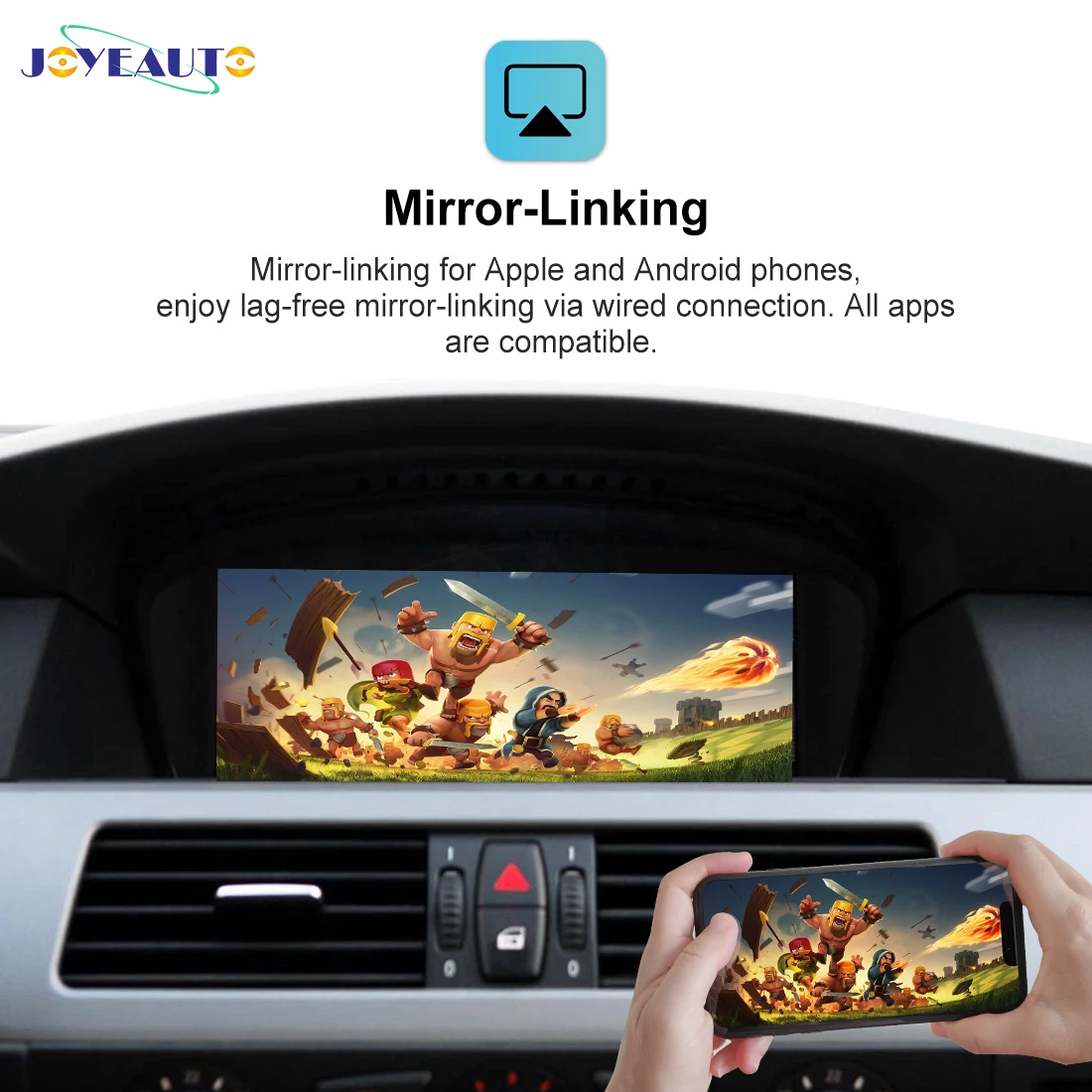 Joyeauto Wireless Apple CarPlay For BMW 1 3 5 6 Series X5 X6 2003-2008 CCC For BMW Android Auto Mirror-Link Dongle iOS26 AirPlay