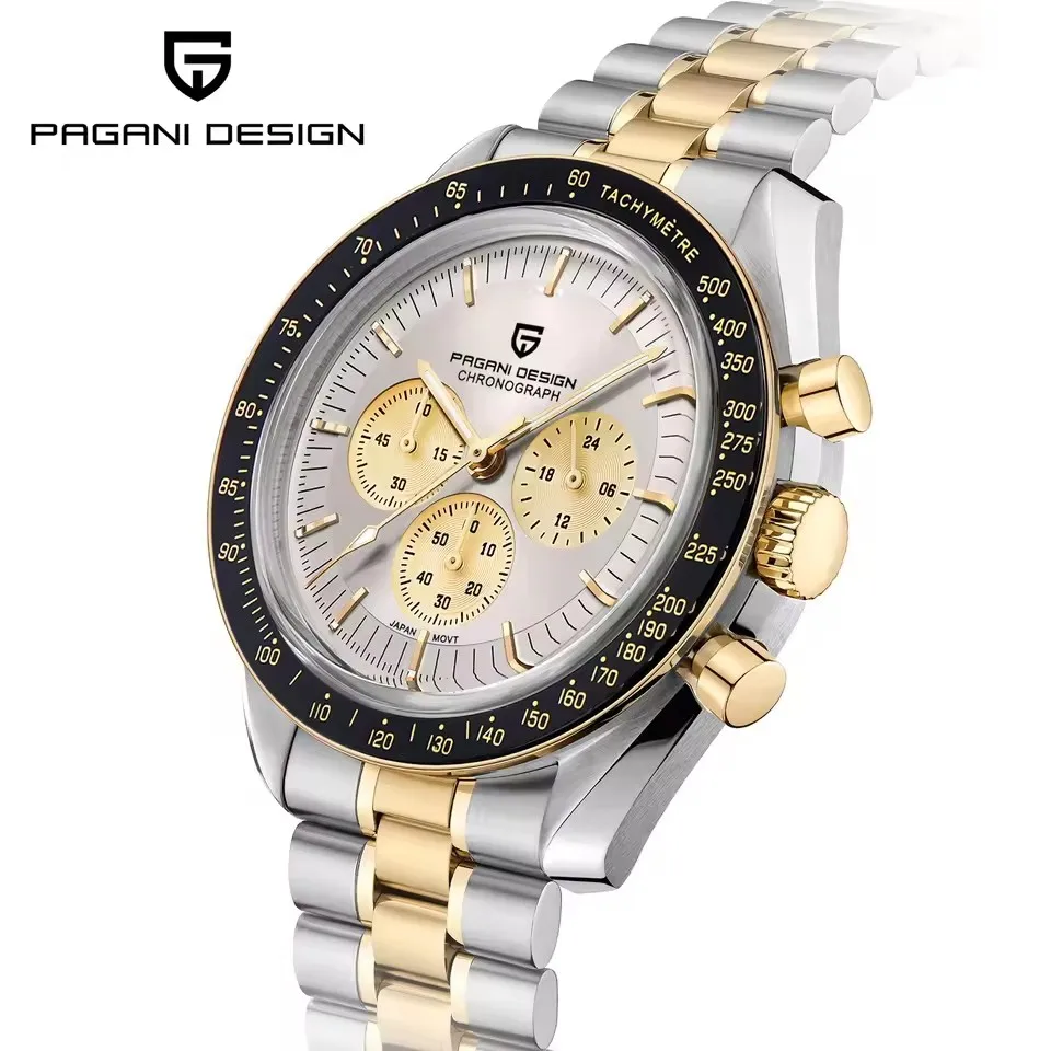 PAGANI DESIGN – montre Moon pour hommes, en or, de luxe, chronographe à Quartz, AR saphir, étanche, lumineuse, horloge, cadeau, nouvelle collection 2025