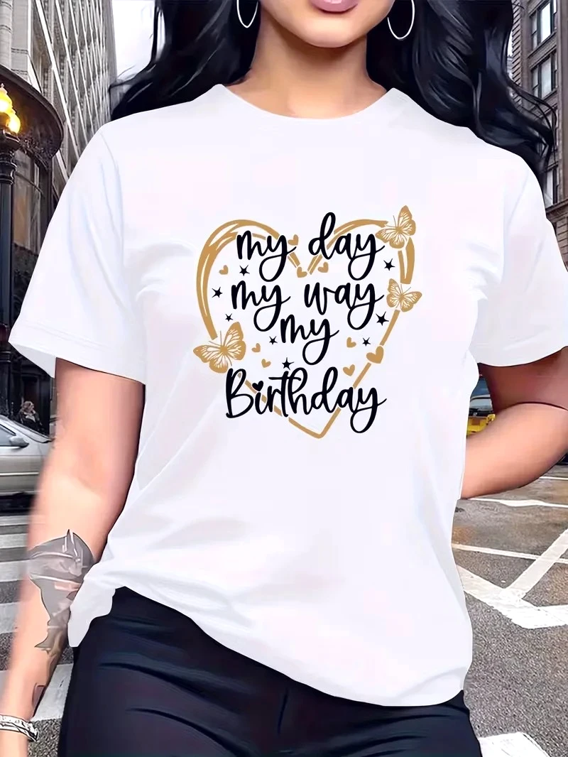 Trendy and Fashionable Women's Short-sleeve T-shirt Features A 