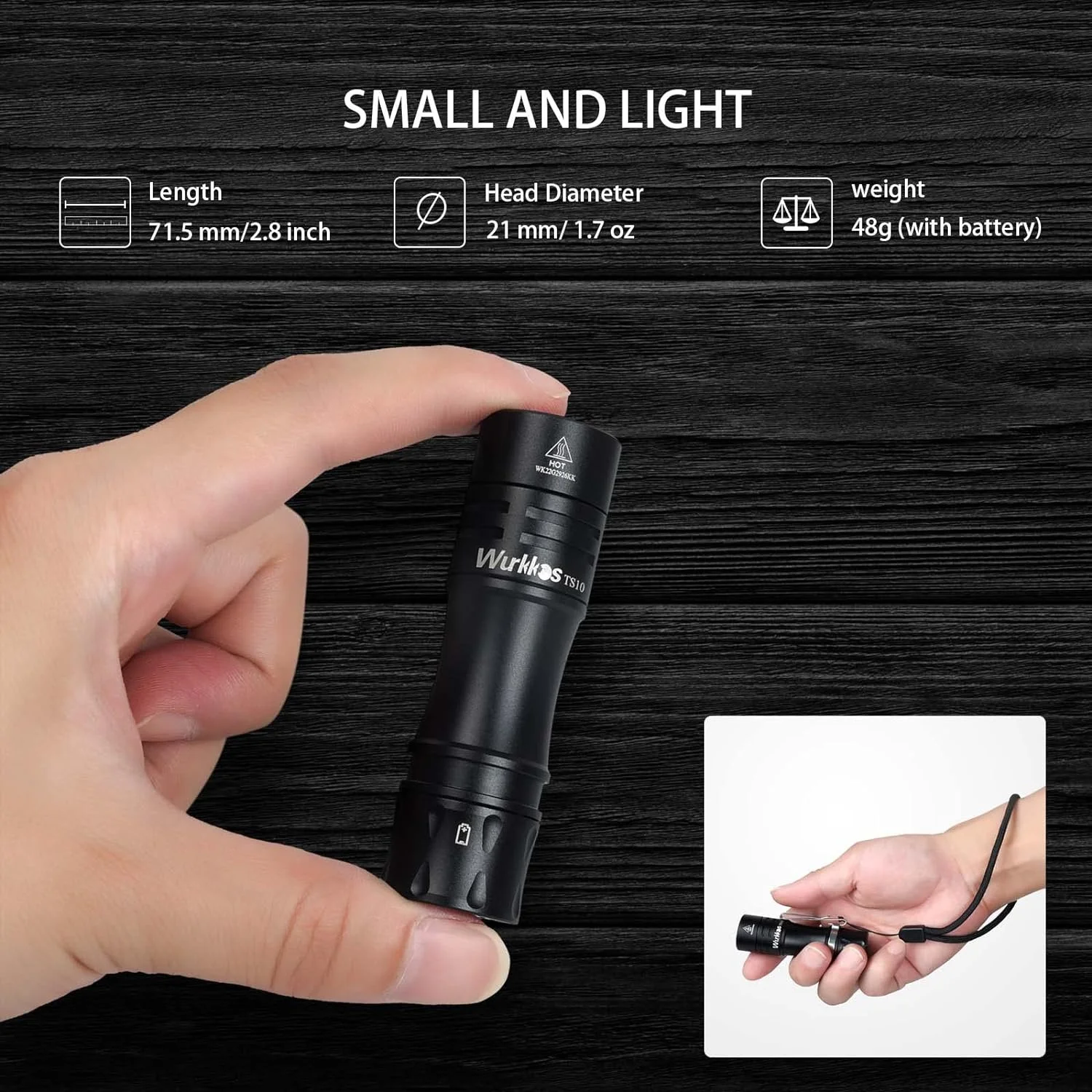 Wurkkos TS10 V2 Lamps 14500 EDC Torch 1400LM Camping Flashlight IPX8 3*90 CRI LEDs & 3*RGB Aux LEDs Outdoor Light Anduril 2.0