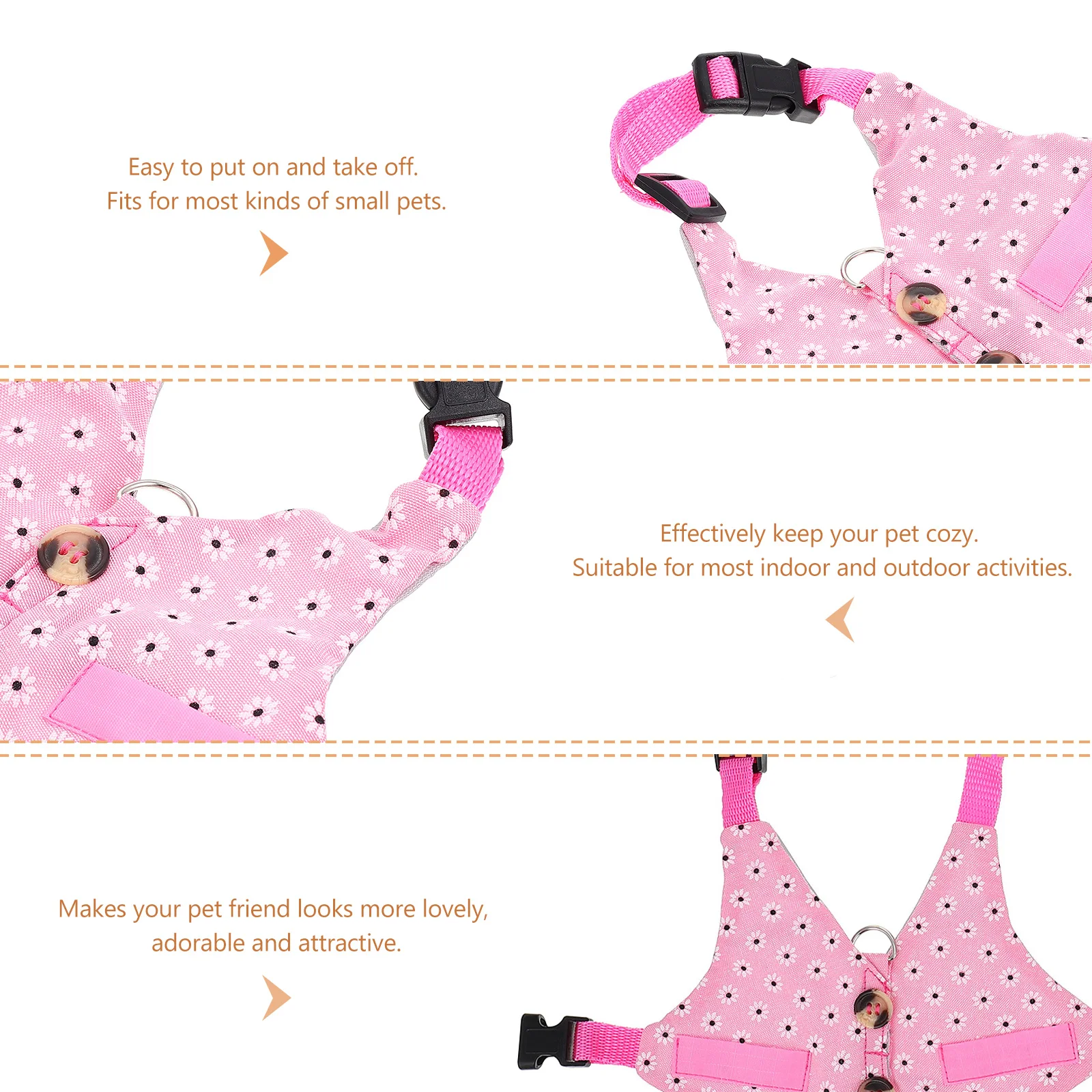 

Rabbit Clothes Leash Small Animal Harness Pet Supplies Bunny Vest Leash Lightweight Cozy Travel Pet Supplies