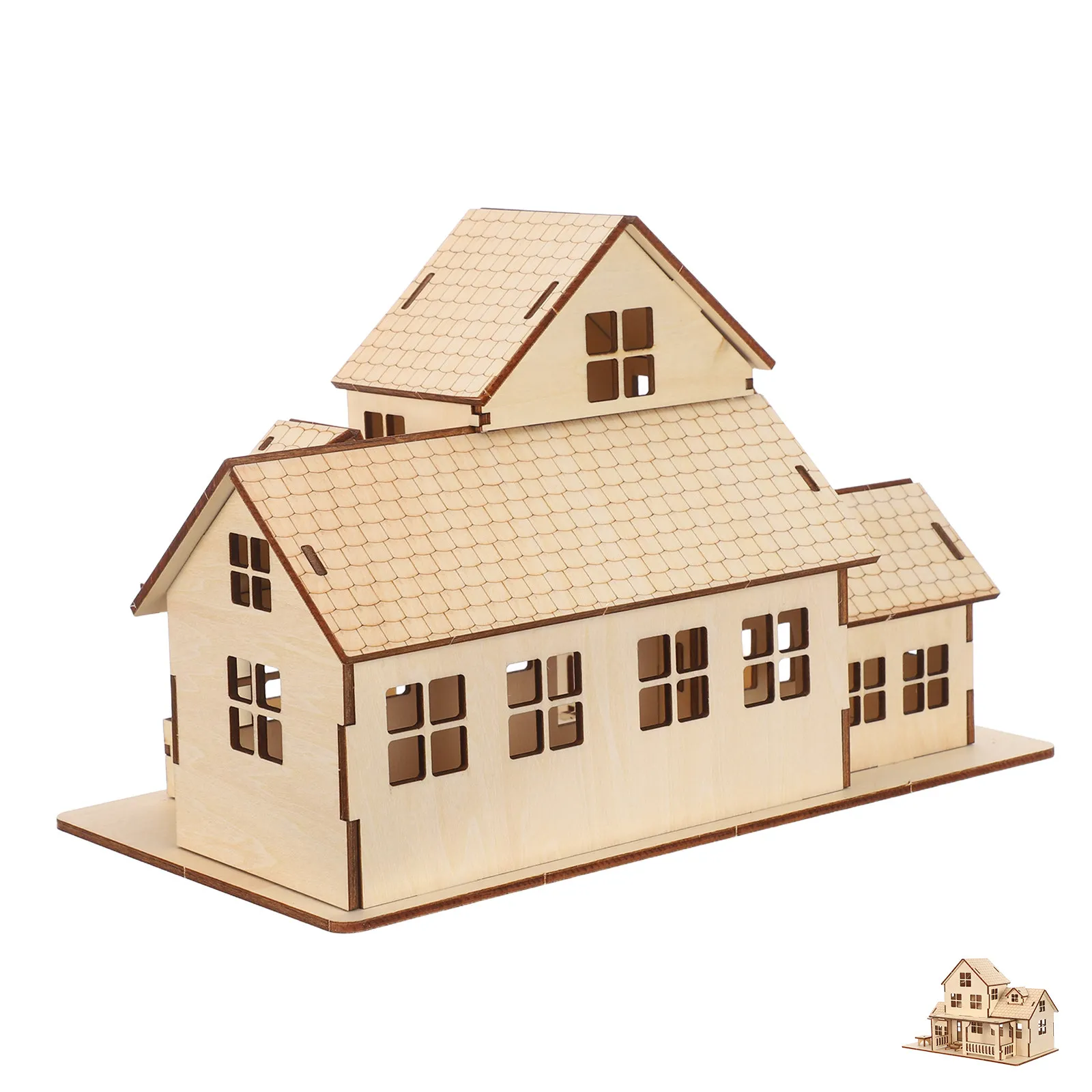 1 ensemble de maison en bois de style européen, puzzle à assembler soi-même, non fini, à peindre, modèle miniature décoratif