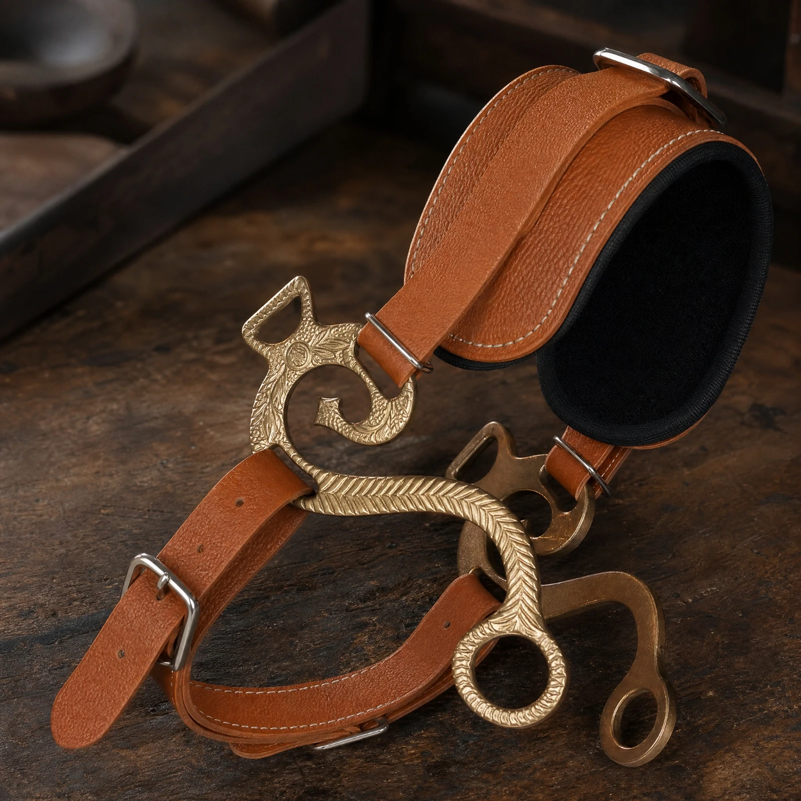Bridle with Muzzle Covering Comfortable Padded Muzzle Bridle Horse Headstall Wear-Resistant Equestrian Equipment Secure-Fitting