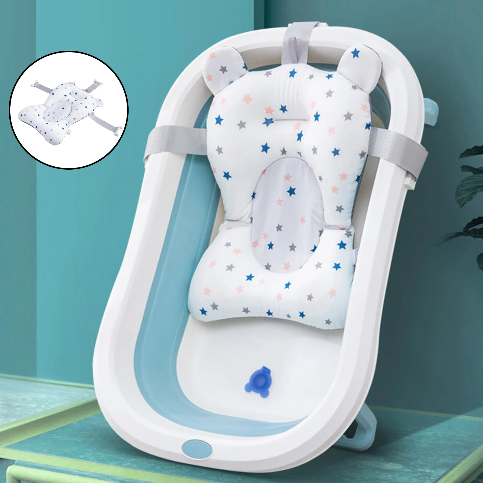 Cushion Mat Backrest Sink Baby Kids Bath Tub Pad Support Seat Non Slip Newborn Cushion Infant Bathing Pillow Adjustable Seat