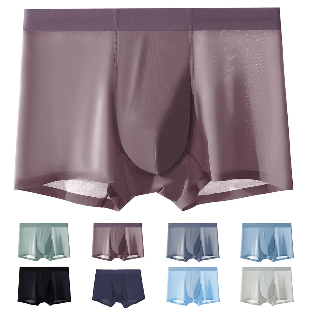 Pakaian Dalam Pria Rumah Tidur Hotel Pakaian Dalam Sutra Es Nyaman Pakaian Dalam Mulus Nyaman Desain Warna Solid