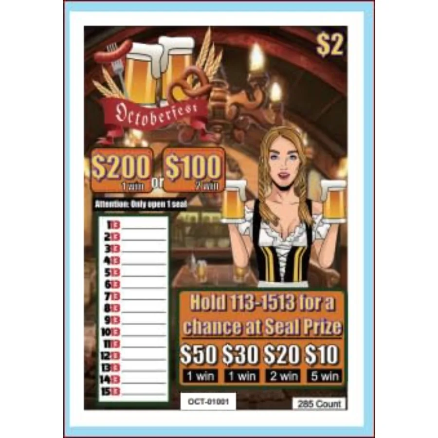 

285 Count Oktober Fest Theme Seal Card Game with Pull Tabs Fundraising Raffle Tickets Featuring Seal Holders Ideal for Bars Clu