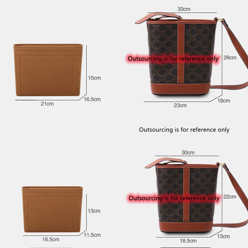 For Triomphe CANVAS BUCKET Insert Felt Cloth Insert Organizer for Luxury Handbag Cosmetic Bag with Zipper Organizer Travel Bags