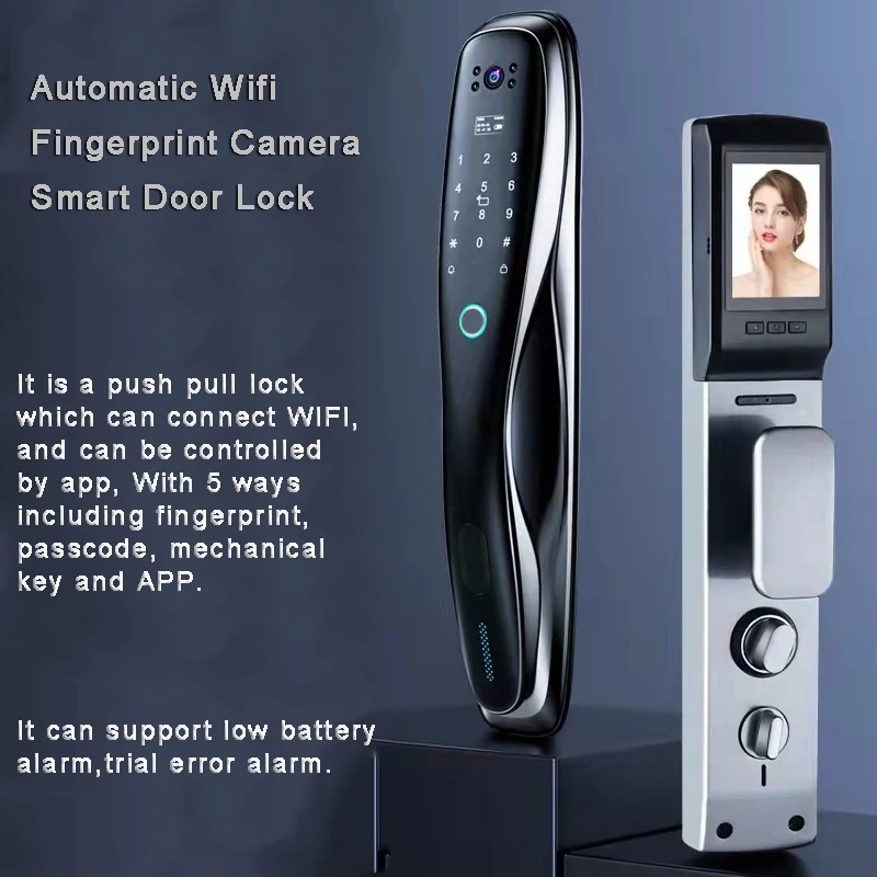 High Security Automatic Wifi Lock Camera Wifi Door Lock Fingerprint Smart Wifi Door Lock