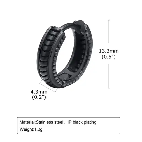 Vnox Stylish Hoop Earrings for Men Boys, Stainless Steel Huggies Earring, Ethnic Punk Rock Male Ear Gifts Jewelry - Image 5