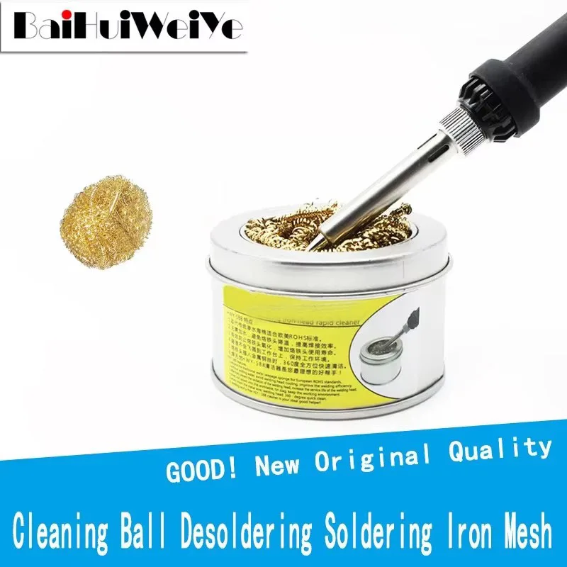 Cleaning Ball Desoldering Soldering Solder Iron Mesh Filter Cleaning Nozzle Tip Copper Metal Wire Cleaner Ball Metal Dross Box