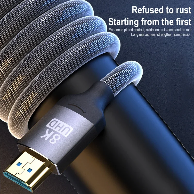 CNCOB Cable compatible con HDMI 8K 60Hz alta velocidad 2,1 HDMI compatible con HD Cable 3D para TV PS3/4 proyector 0,5 m 1m 2m 3m