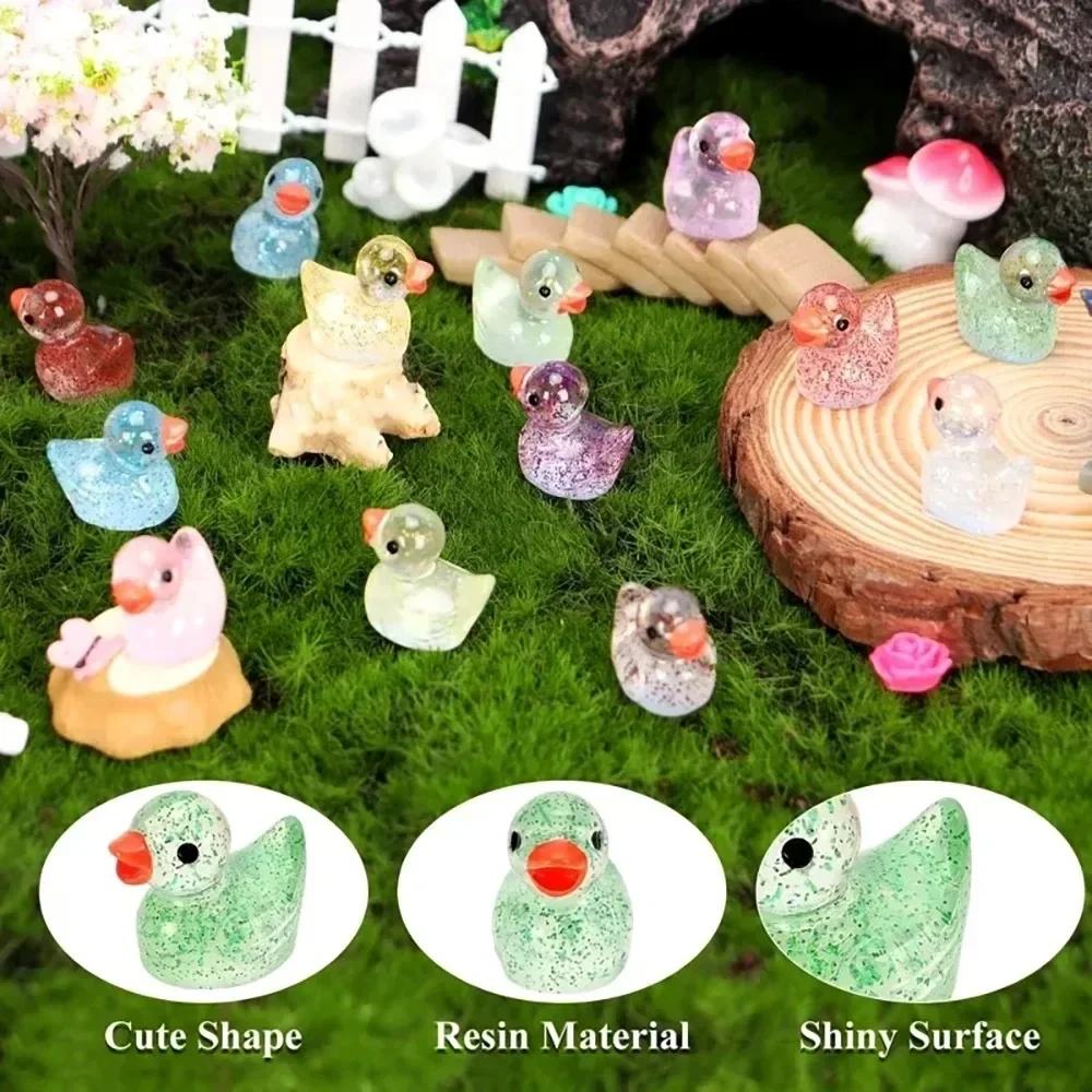 Micro Landscape Cute Glittering Pink Little Yellow Duck Doll Pendant Landscape Resin Decoration Accessories Mini Small Ornament - view 3