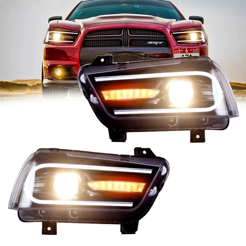 For 2011 2012 2013 2014 Dodge Charger Headlight Assembly Modified Car Led DRL Turn Signal Headlamp Accessories