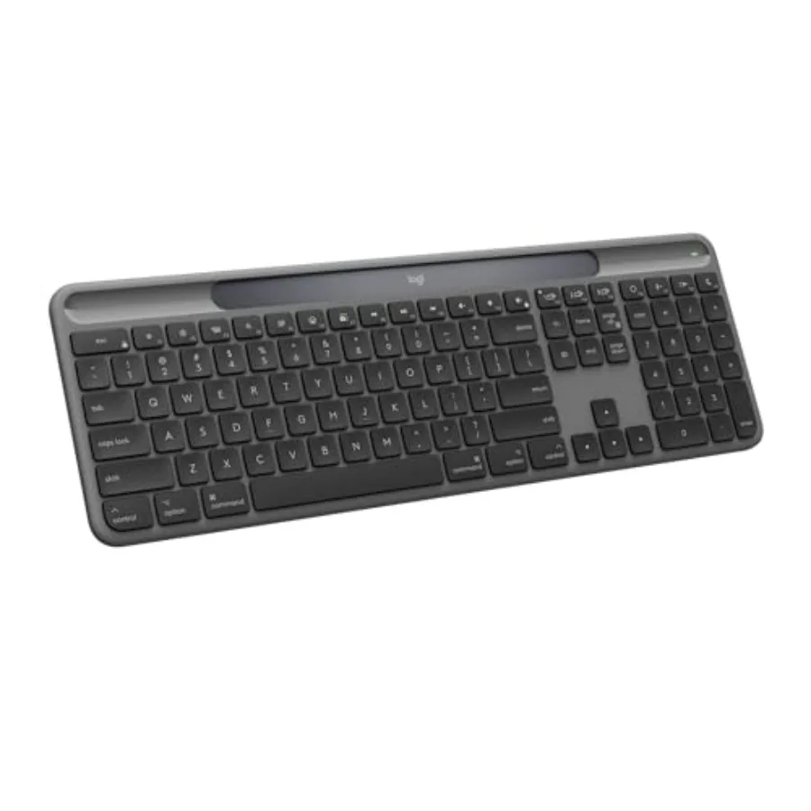 Mac keyboard for office use graphite aluminum alloy graphite color solar and artificial light powered with up to 10 years batte