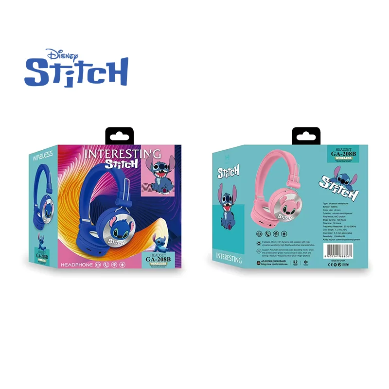 

Наушники Disney Stitch, Bluetooth, беспроводные игровые наушники, стереогарнитура с микрофоном для Человека-паука, дети, аниме, мультфильм GA-208