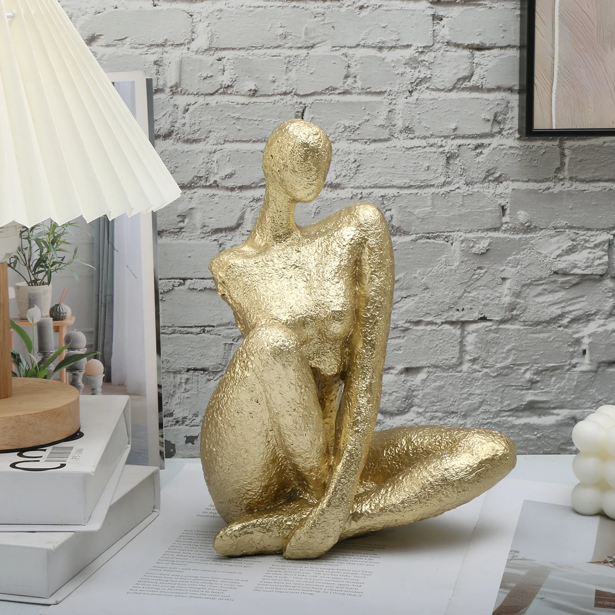 Abstrakte Körperskulptur-Kunst - Goldene Göttin Statue, Kreatives Wohndekor Geschenk – Detail 3