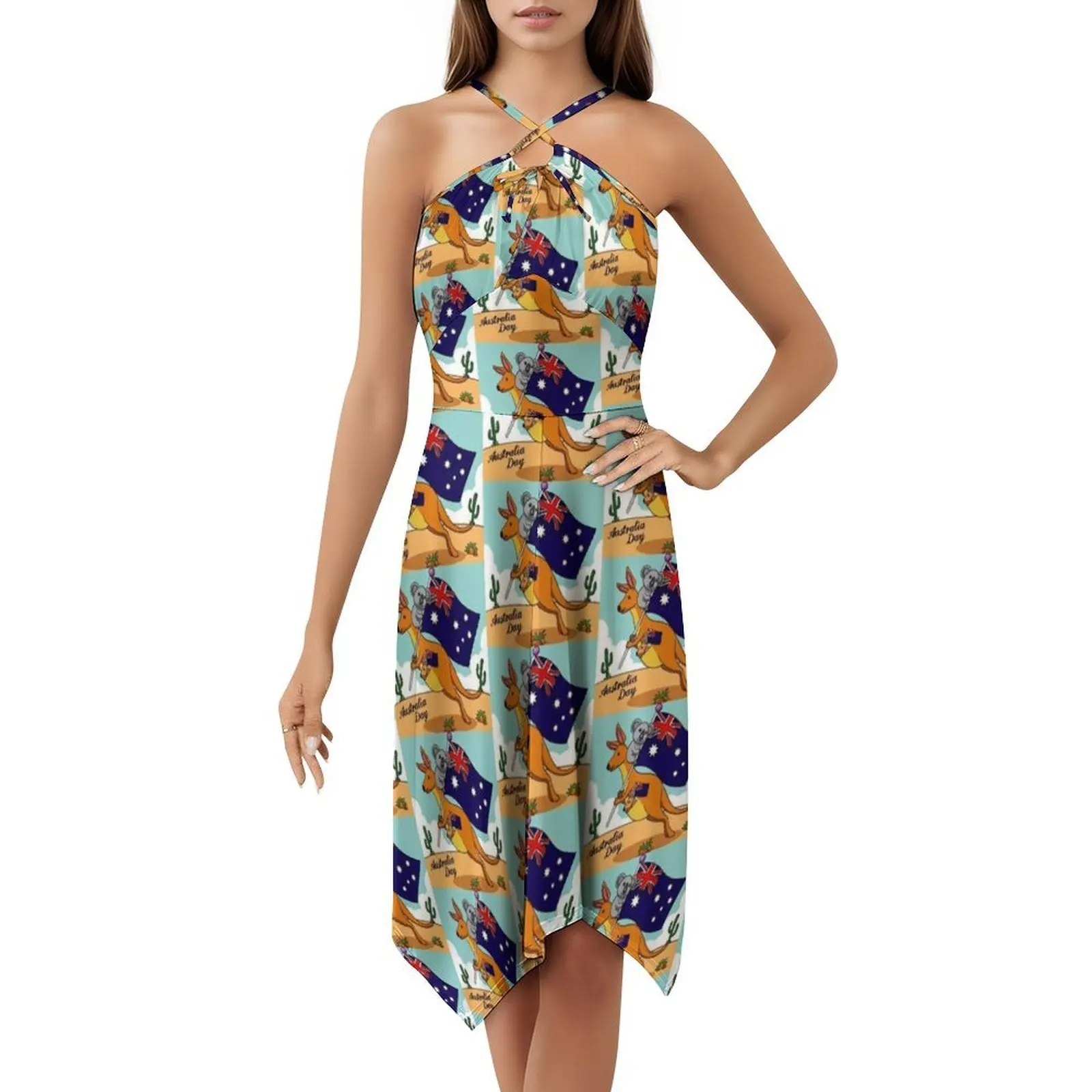 فستان بوهيمي عتيق لعيد أستراليا السعيد من Redbuble بأكمام منتفخة أو خيارات بدون أكمام للنساء فستان الماشية الأسترالية