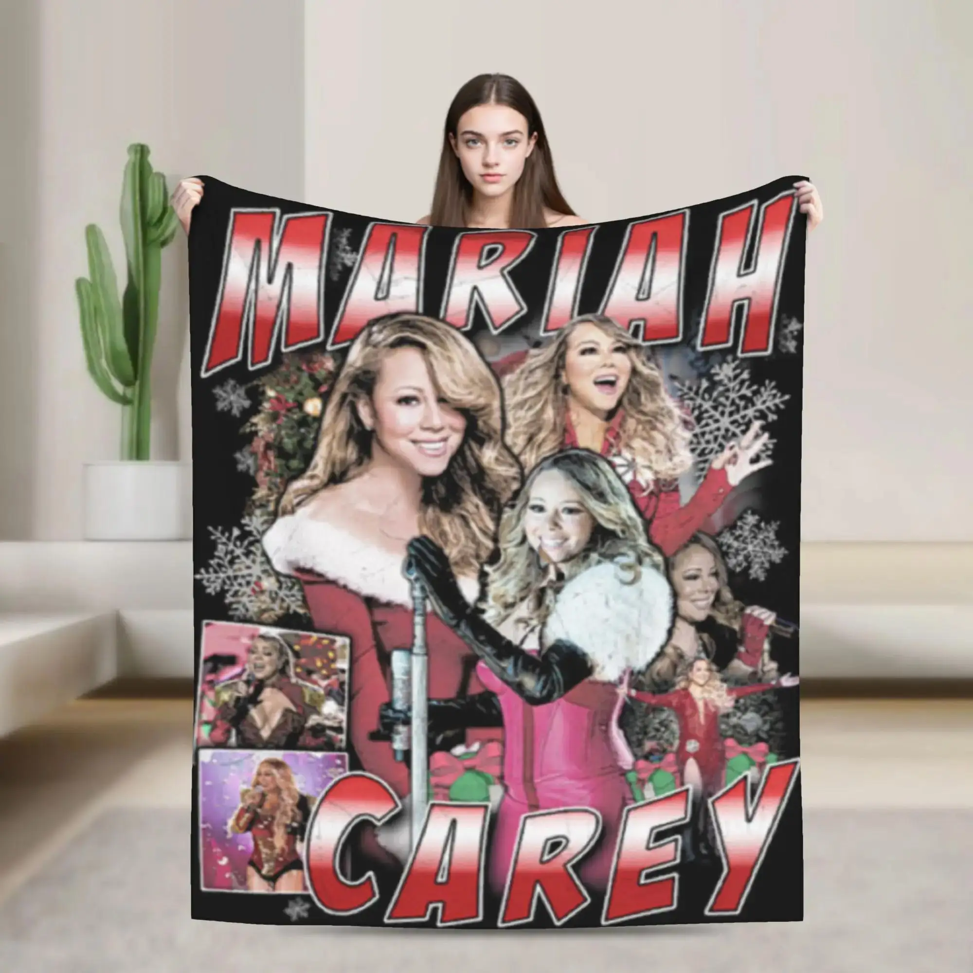 

Рождественское одеяло Mariah Carey: теплое, мягкое, качественное покрывало для зимнего домашнего декора, пушистое покрывало для кровати, уютный подарок для гостиной