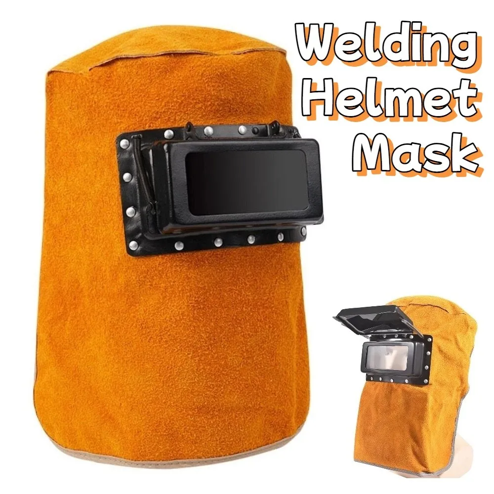 

Flip Open Lens Welding Helmet Mask Comfortable Breathable Leather Welding Hood Heat Resistant Flame-Resistant