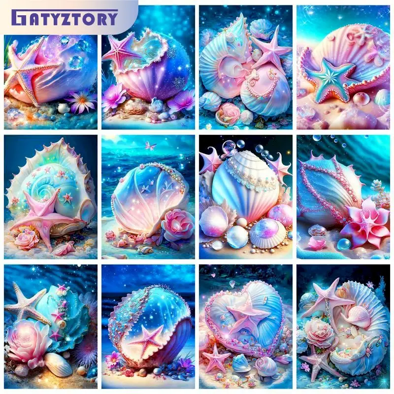 

GATYZTORY Paint By Number Luminous Shell Scenery Kits Handpainted Diy Picture By Number Drawing On Canvas Home Decor