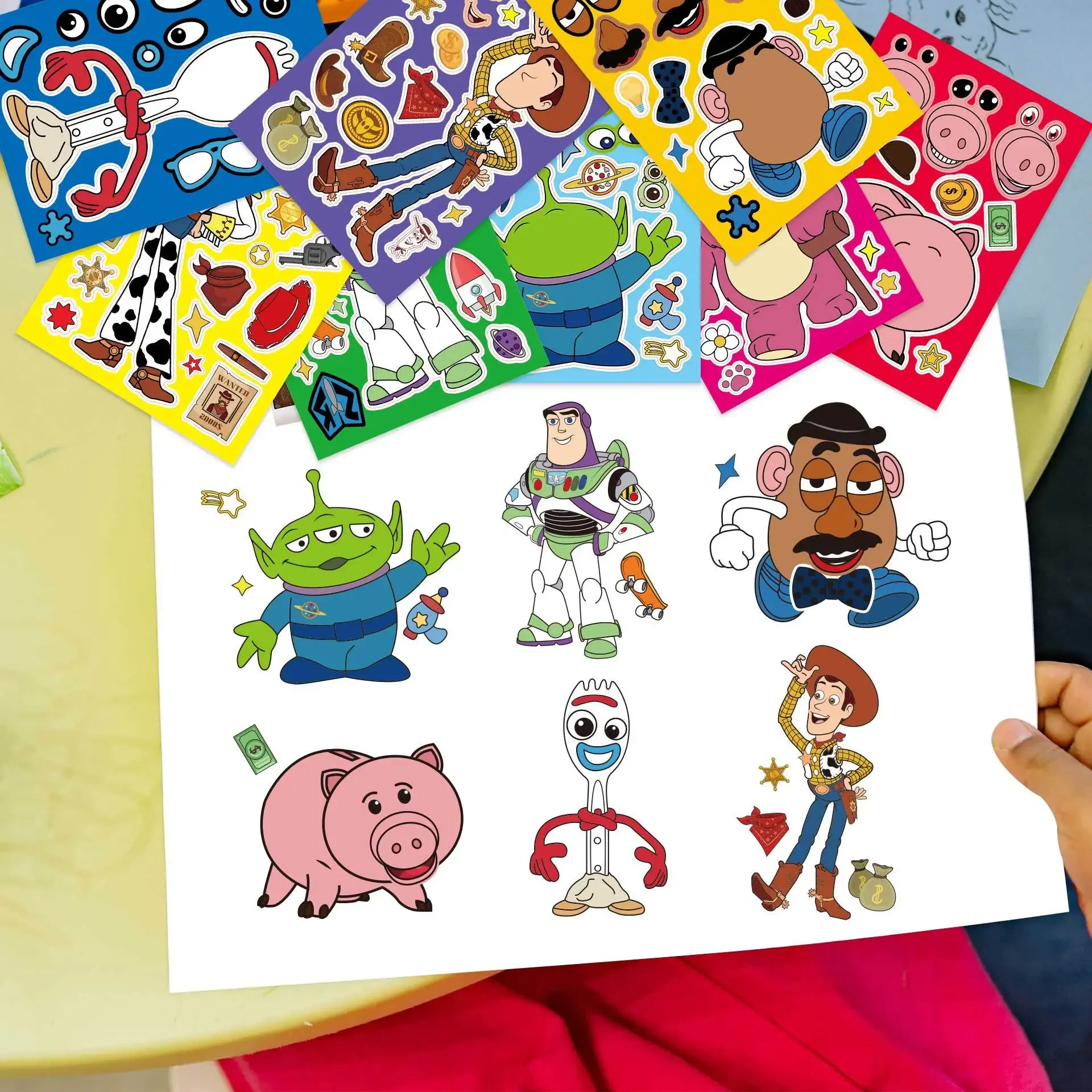 Disney-juego de pegatinas de Puzzle de Toy Story para niños, juego de manualidades para montar, juguetes de decoración, regalos de fiesta temáticos,