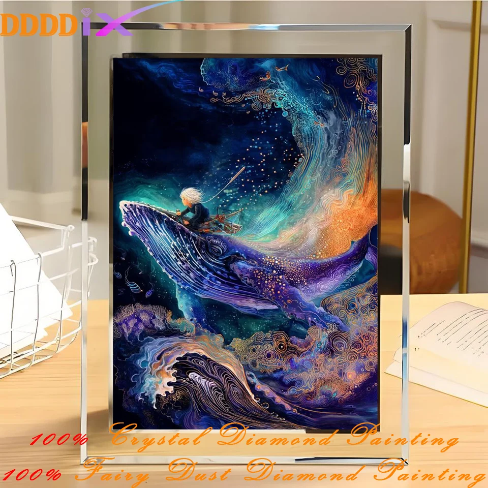 Whale Rider Boy 100% Kits de pintura de diamante de polvo de hadas Animal del océano bordado de cristal completo manualidades Diy decoración de la pared del hogar nueva llegada