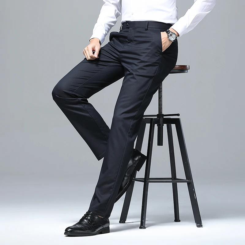 New Men'S Spring Summer Business Casual Pants Fashion Comfortable Versatile Skin Friendly Breathable Wrinkle Resistant Trousers