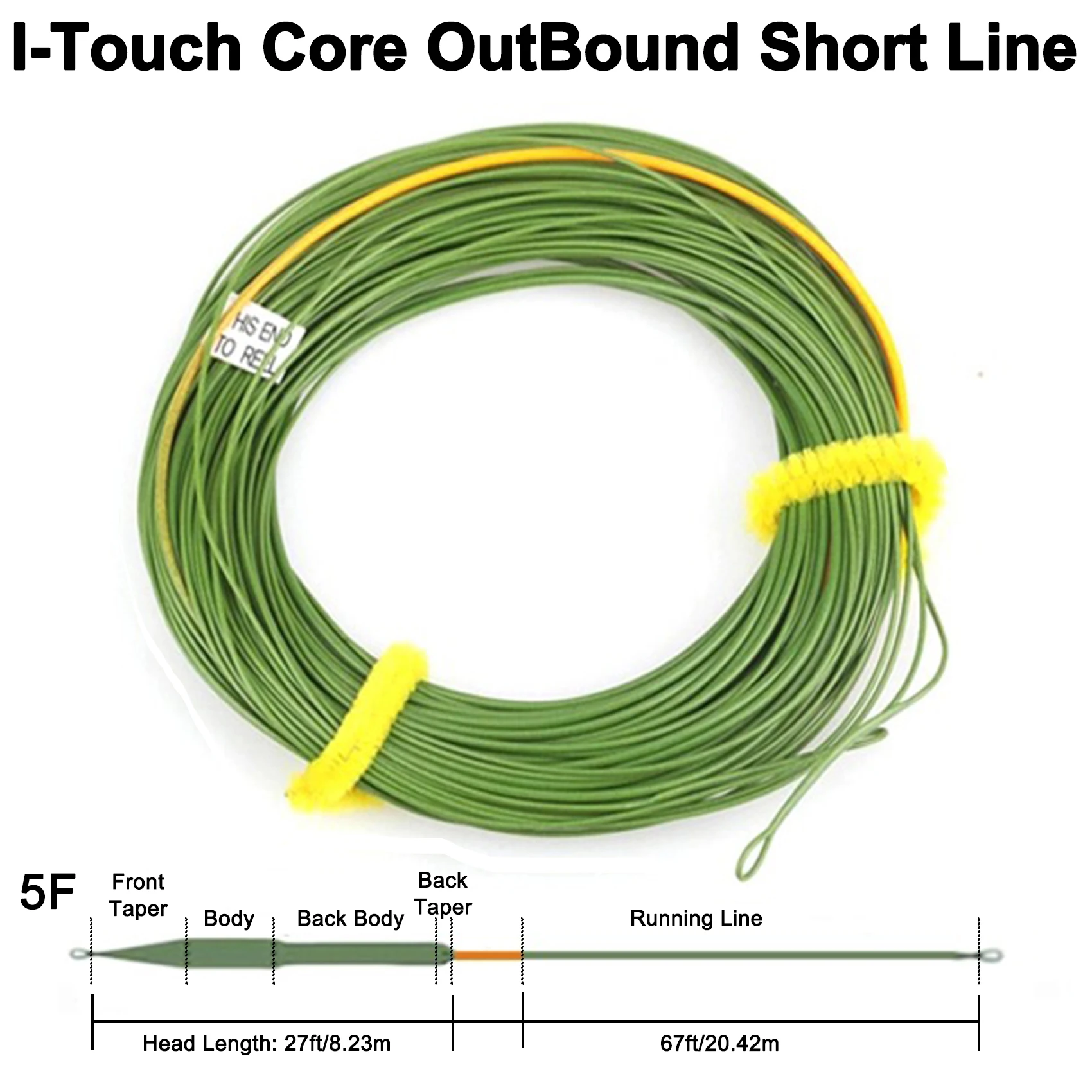 Linha de Pesca Flutuante Aventik 27m com Peso na Frente, Linha Curta Outbound com Laços Soldados, Revestimento em PVC Livre de Ftalatos para Pesca de Truta