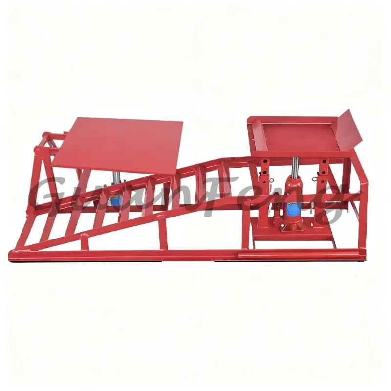 2 Ton Hydraulic Tilt Car Ramp Adjustable Steel Quick Lift Ramp for Garage Vehicle Maintenance