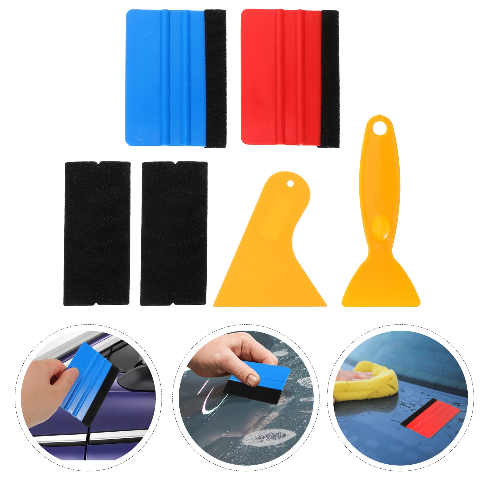 

1 Set Vinyl Wrap Tools Felt Edge Window Tinting Squeegee Kit Decal Scraper Sticker Removal Tool Durable Plastic Car Film Scraper