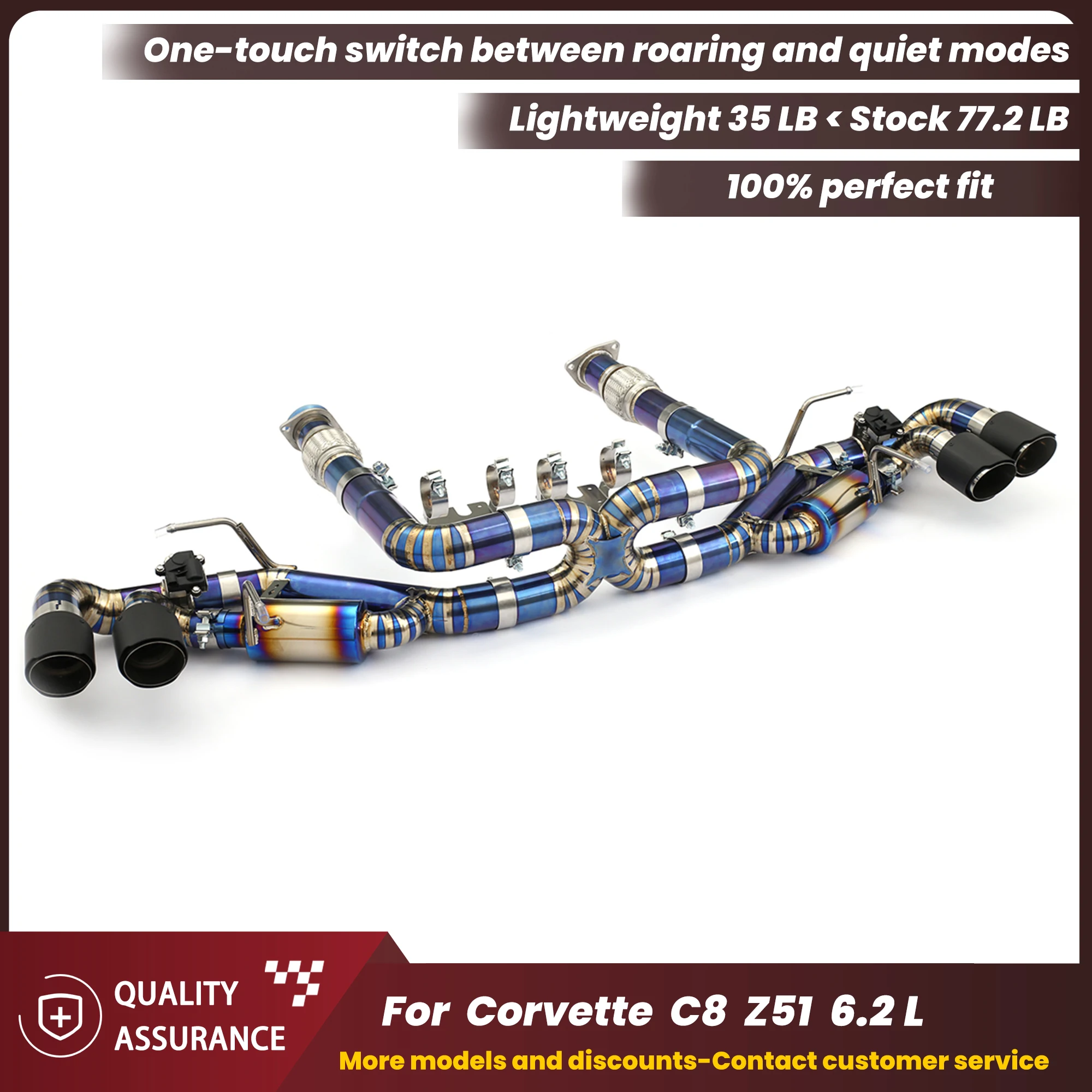 

ECCF Valvetronic Titanium Catback выхлоп для Corvette C8 5,2 л агрессивный выхлоп, звуковое обновление, простая установка