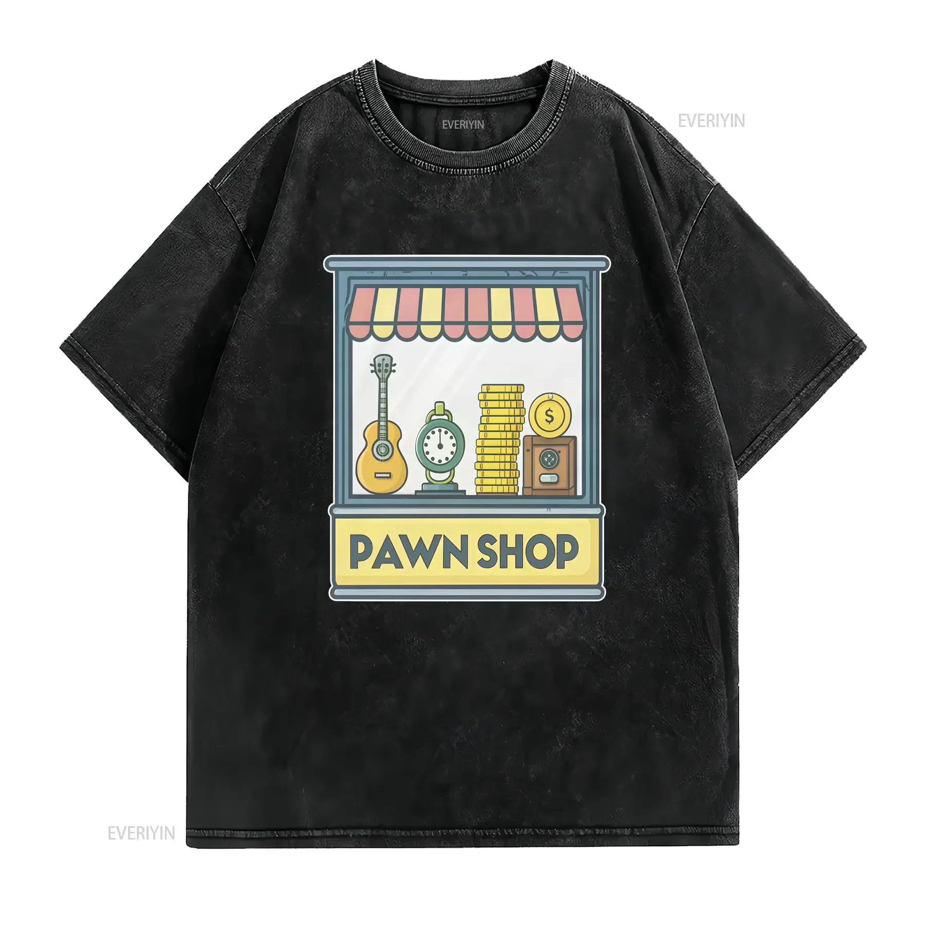 Pawn Shop Everyday Location Building Place T Shirt vintage Washed designer clothes streetwear Stretched Unisex fashion Soft