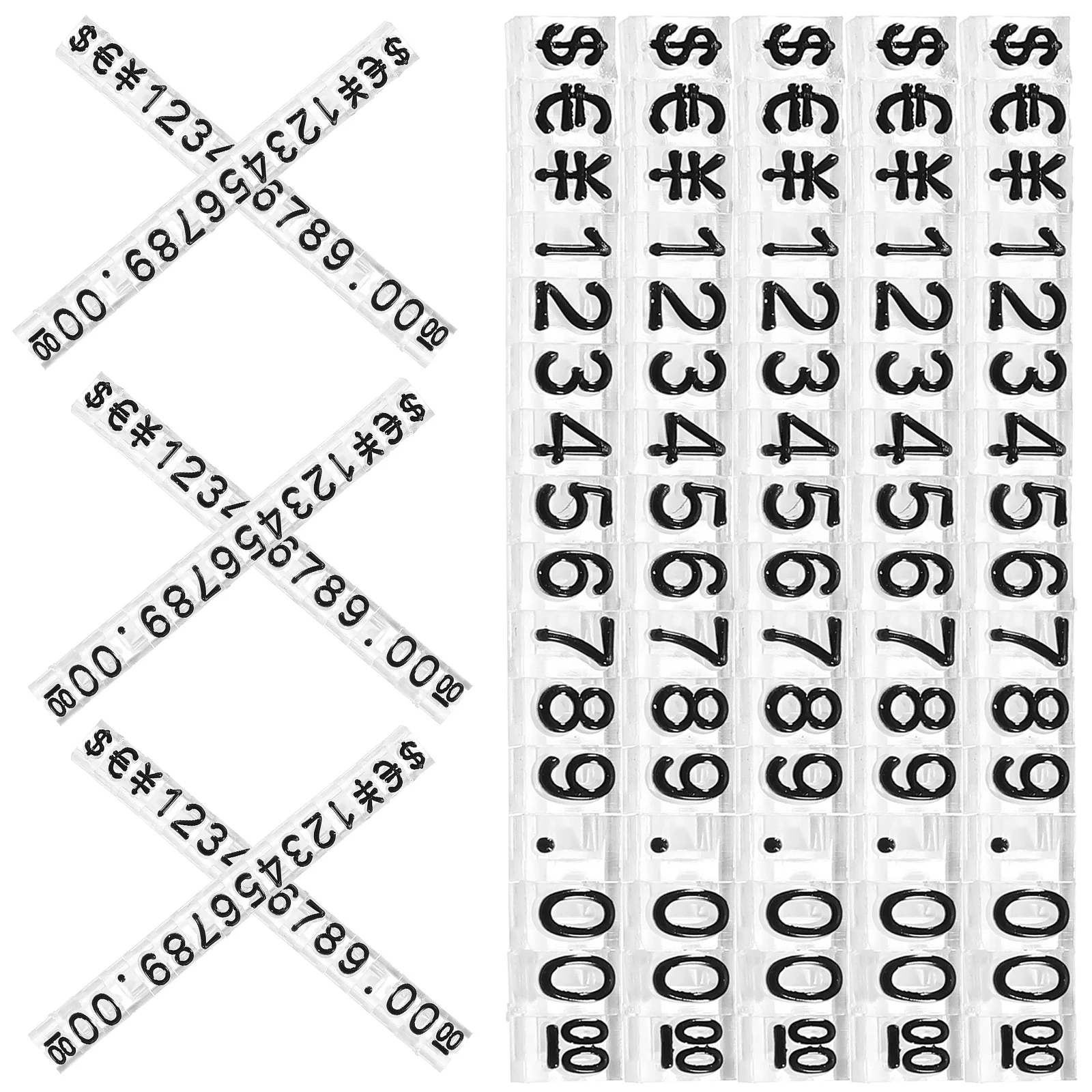 

20pcs Tags Transparent Digital Jewelry Watch Display Cube Counter Label Pricing Tags Rack Black Medium Adjustable