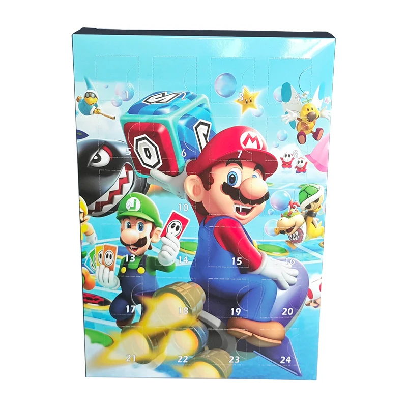 กล่องของขวัญปฏิทินนับถอยหลัง 24 วัน ตัวละครมาริโอ้ ของเล่นเด็ก ตุ๊กตาลุยจิ ของขวัญคริสต์มาส พร้อมของขวัญ