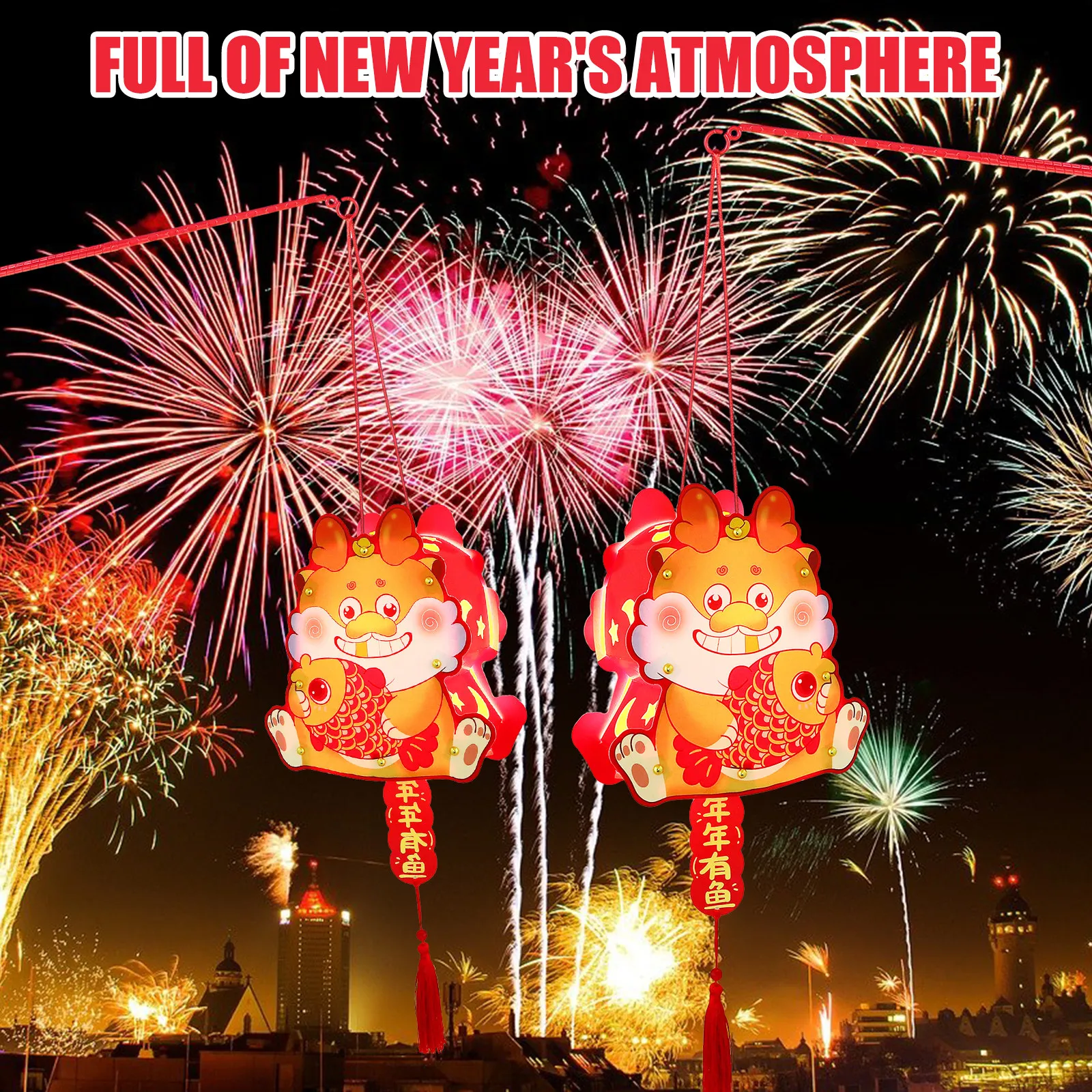 1Set DIY Dragon Lantern Making Material Kit for New Year Festival Portable Handheld Chinese Lantern Decor with Dragon Embracing view 6